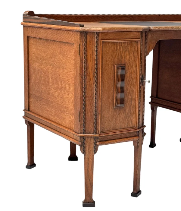 Art Deco Amsterdamse School Oak Pedestal Desk, 1920s